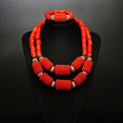 Arianne Beads orange/peach coral Jewellery Set-3