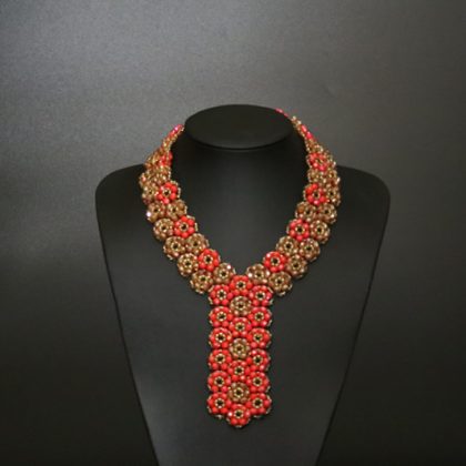Arianne Beads Red and Gold Flower Jewellery Set-2